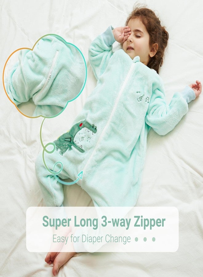 MICHLEY Flannel Baby Sleeping Bag Unisex Pajamas, Long Sleeve Zipper Wearable Sleeping Sack for Autumn Winter Boys Girls,Crocodile,2-3T, Size 100 - Image 3